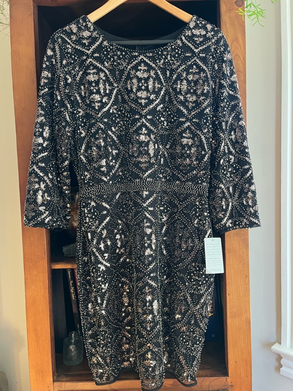Lulu's Bright Night Black Beaded Sequin Bodycon Party Cocktail Occasion Dress